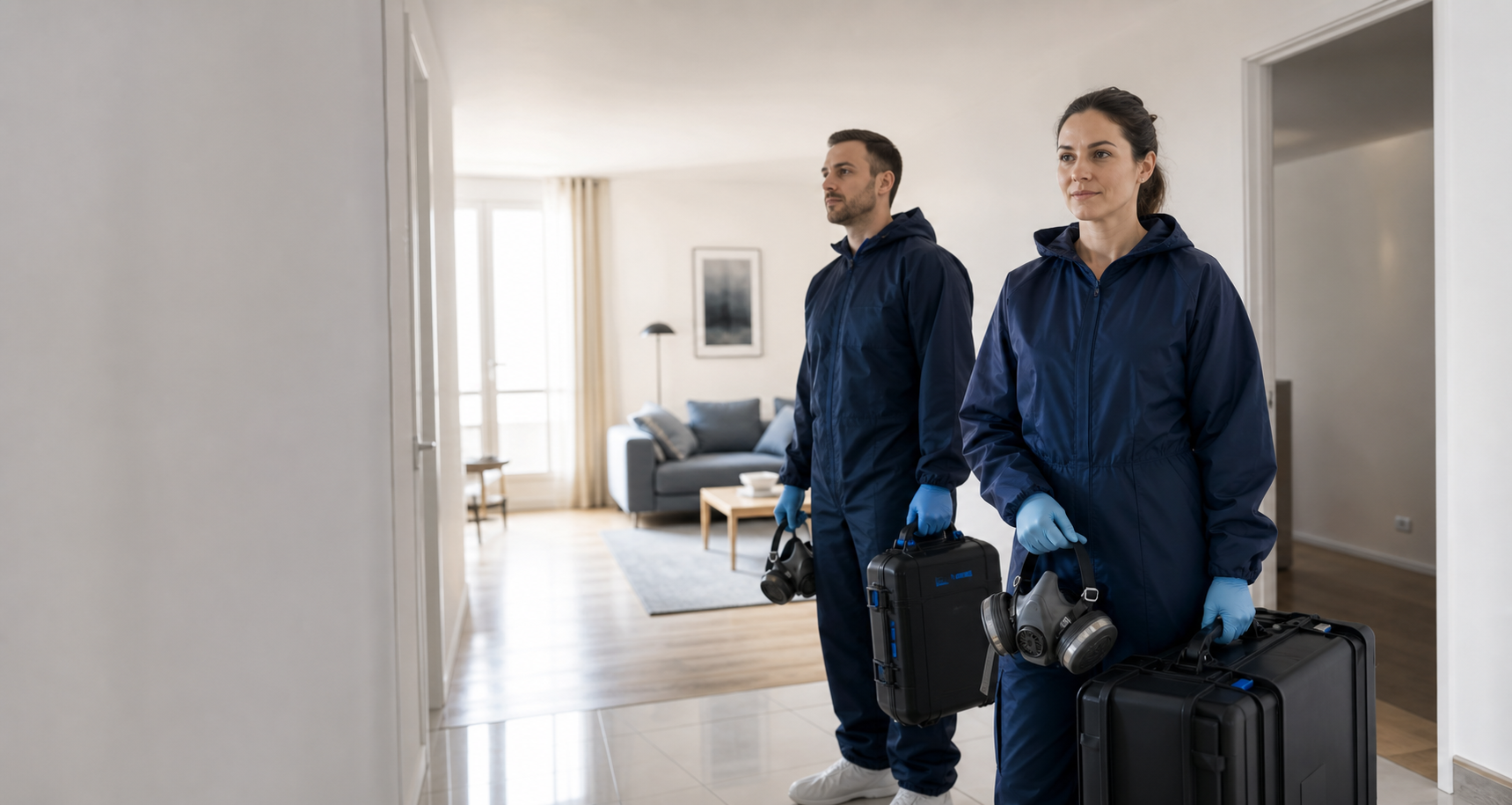 Équipe Dirtbusters intervenant discrètement dans un logement remis en état